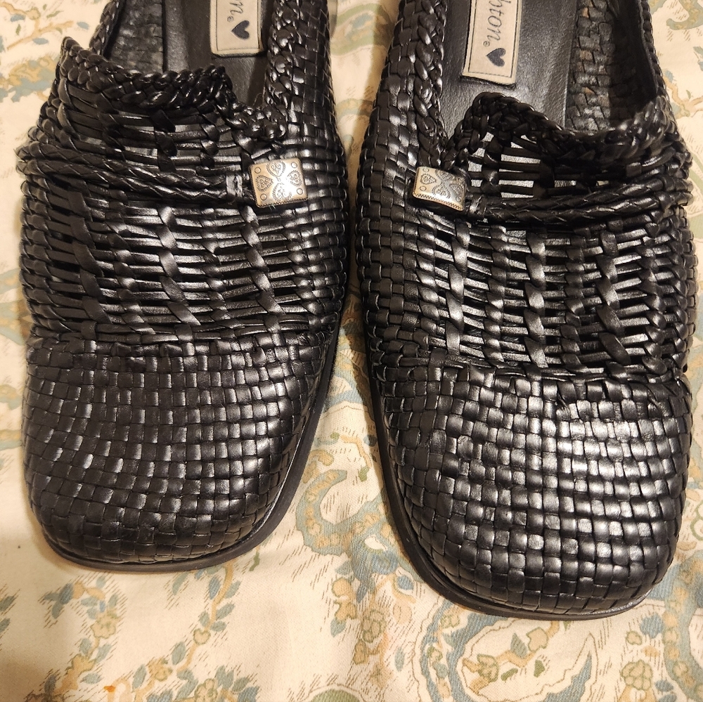 Brighton Black Woven Leather Slip-On Shoes Sz. 9M